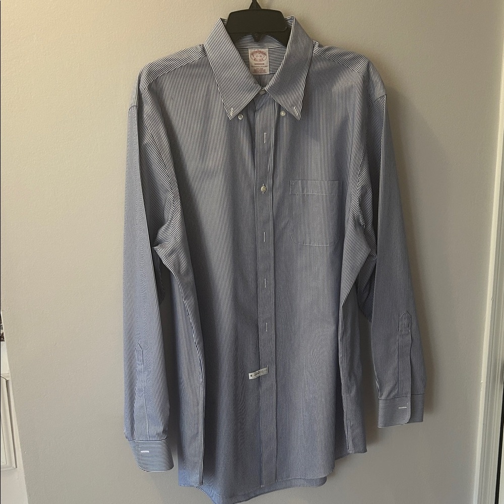 Brooks Brothers Men's Blue Striped Dress Shirt